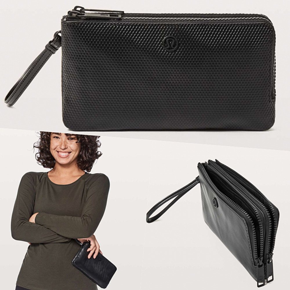Lululemon Logo Wallet Clutch Wristlet Black NWOT